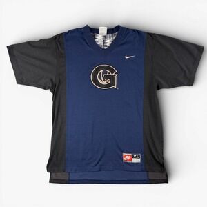 Vintage Nike Team Georgetown Hoyas Basketball Jersey Mens XL Blue Black V‎ Neck